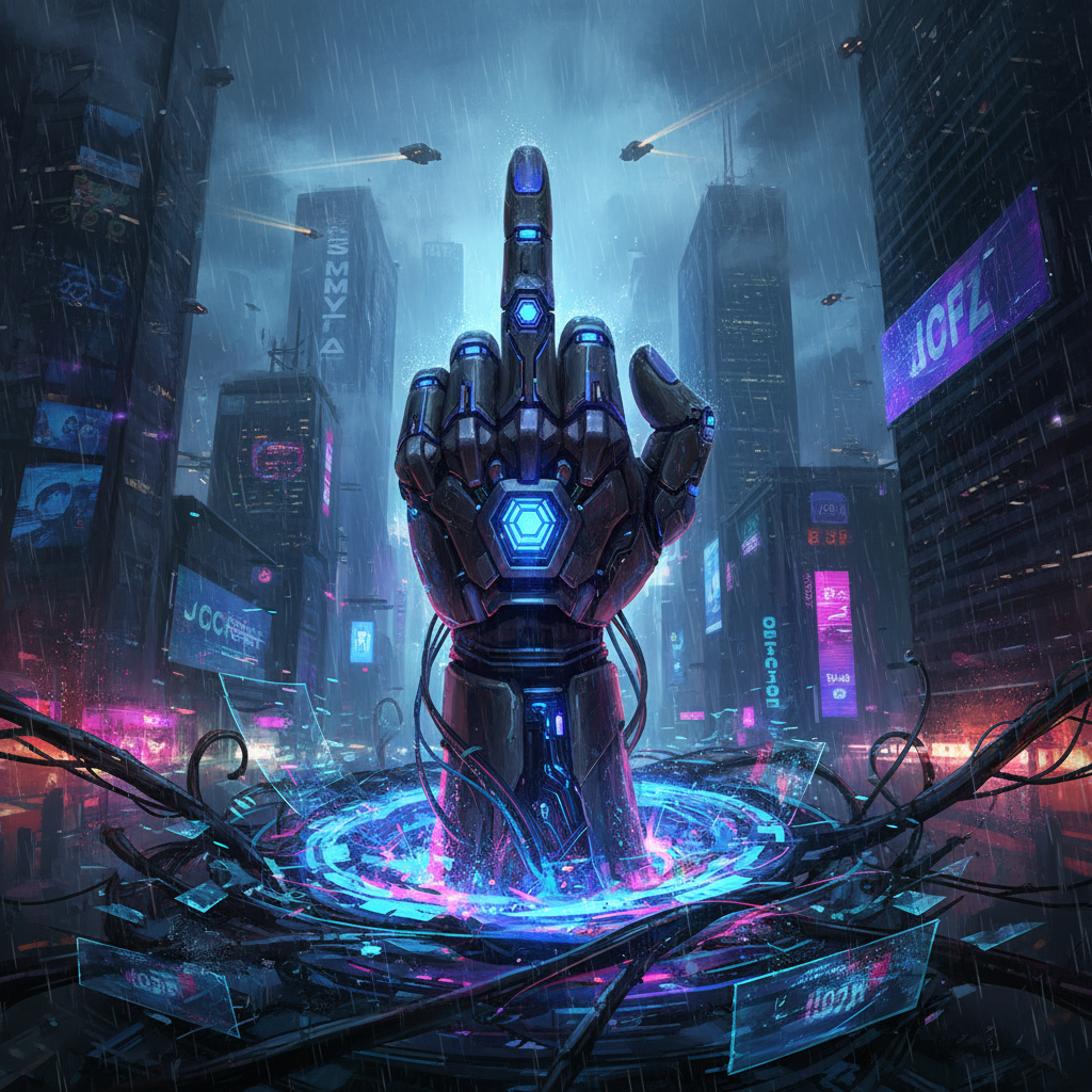 Common middle finger card - cyber theme